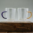 Load image into Gallery viewer, VENEZIA Double Wall Glass Mug With Colored Handle 300ml