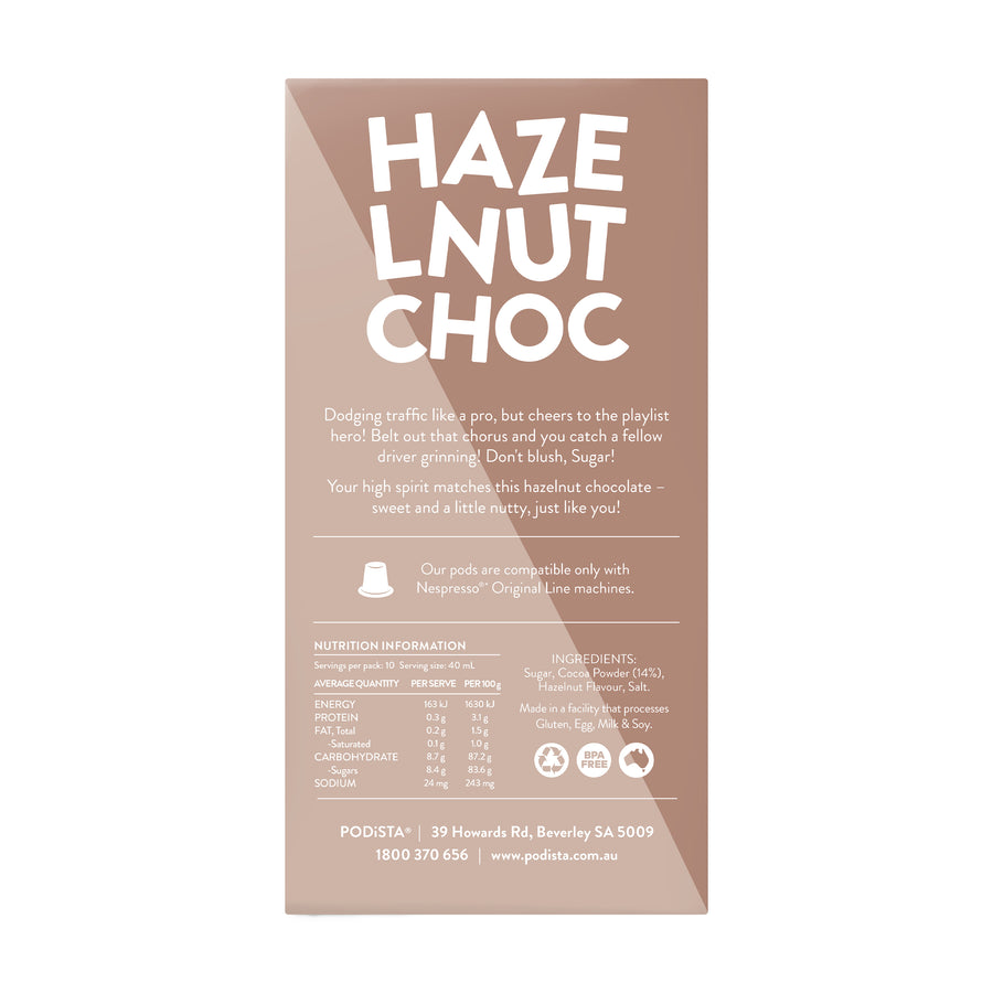 PODiSTA Hazelnut Chocolate Nespresso Compatible Capsule  <br>  Box of 10