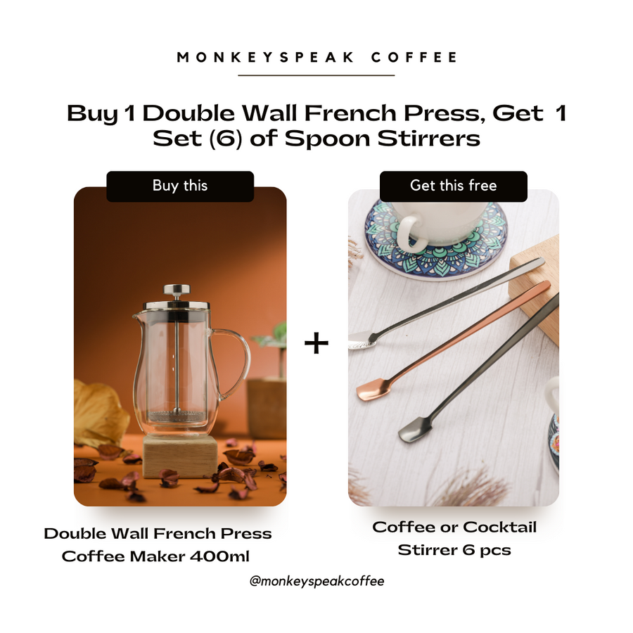 Buy 1 Double Wall French Press, Get 1 Set(6) of Spoon Stirrers