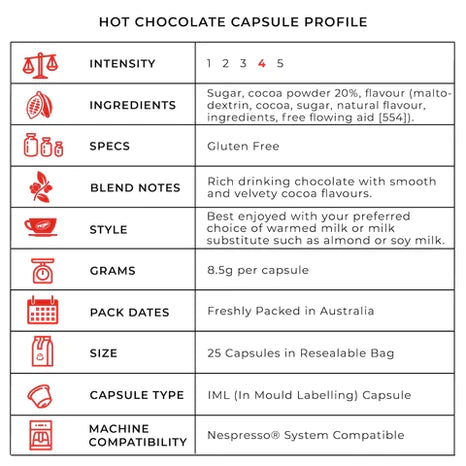 Primo Hot Chocolate Nespresso Compatible 25Capsules