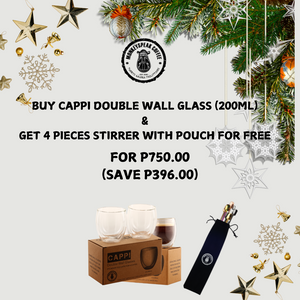 BUY CAPPI DOUBLE WALL GLASS (200ML) & GET 4 PIECES STIRRER WITH POUCH FOR FREE