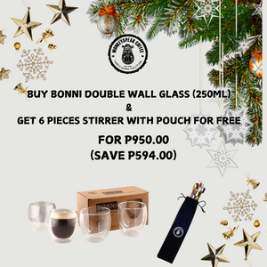 BUY BONNI DOUBLE WALL GLASS (250ML) & GET 6 PIECES STIRRER WITH POUCH FOR FREE