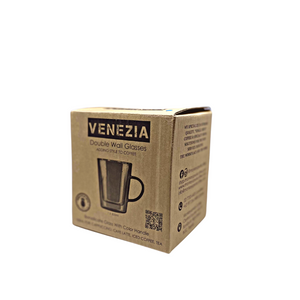 VENEZIA Double Wall Glass Mug With Colored Handle 300ml
