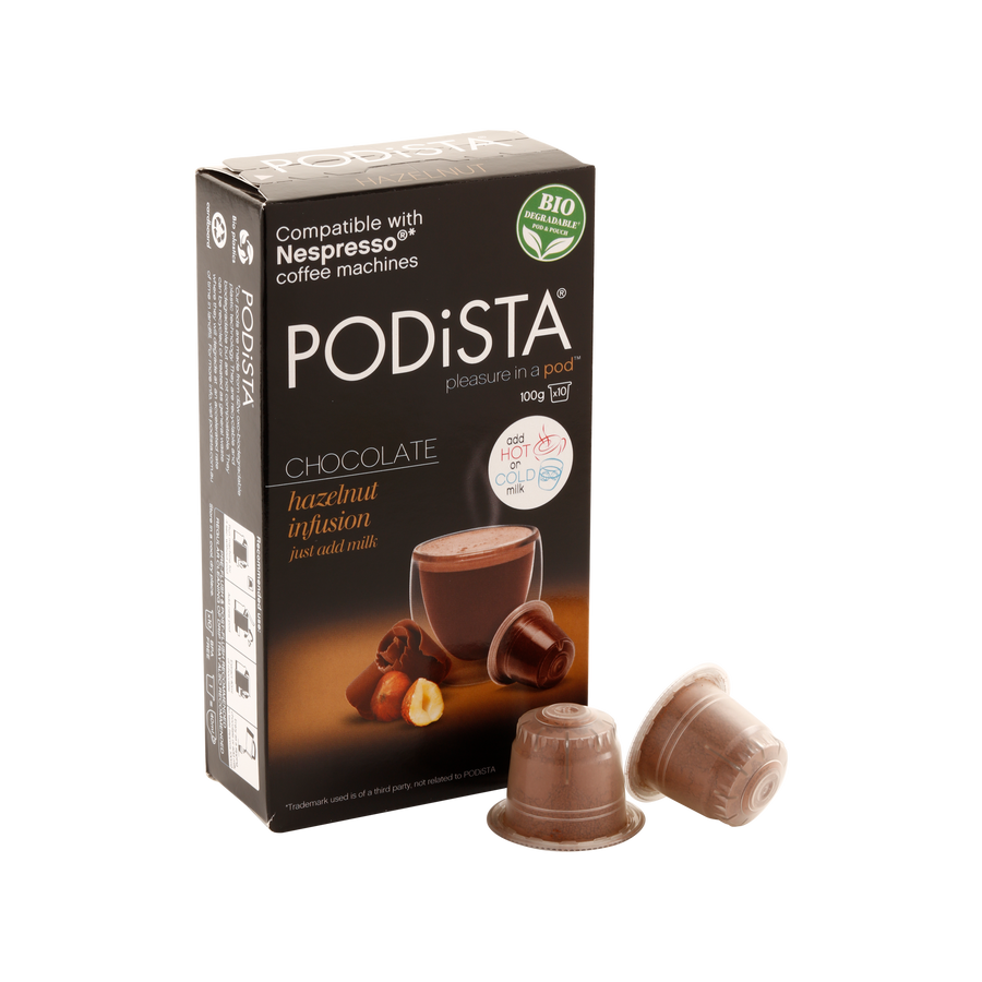 PODiSTA Lot de 10 dosettes de chocolat chaud et noisettes, compatibles avec  les machines Nespresso : : Épicerie et Cuisine gastronomique