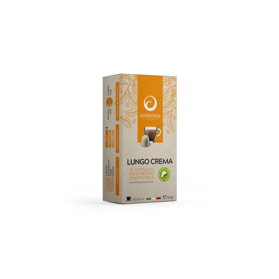 Punto Italia Espresso "Lungo Crema" 10 Nespresso Compatible Coffee Capsule