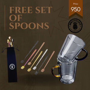 DOUBLE WALL MUGS WITH FREE SET OF COFFEE SPOONS